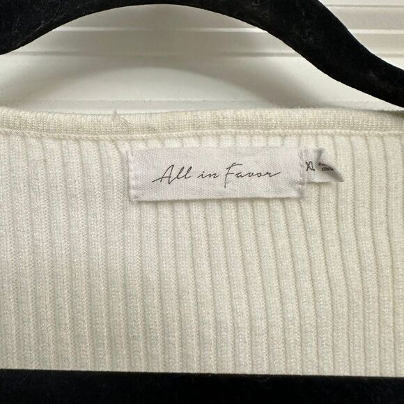 All in Favor Rib Bishop Sleeve Surplice Ribbed Sweater - Picture 4 of 4